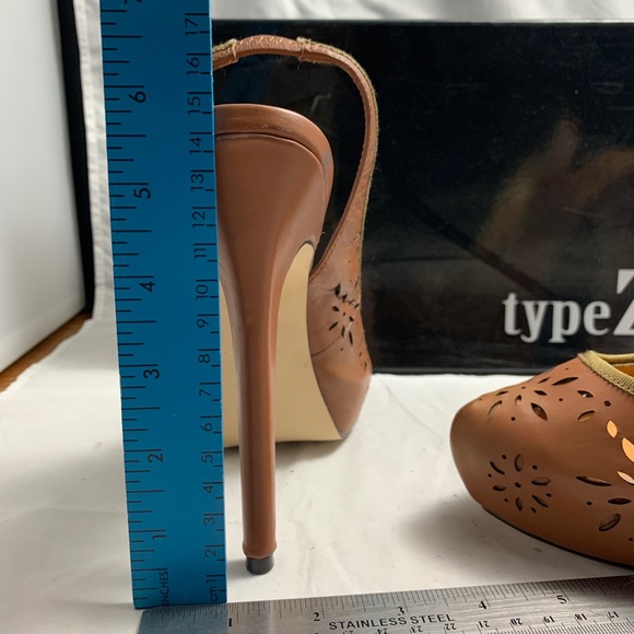 Type Z boho Odele cognac sling back platform heels - Picture 6 of 8